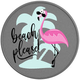 FUNNY BEACH PLEASE FLAMINGO SILVER CARBON FIBER TIRE COVER