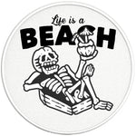 FUNNY LIFE IS A BEACH PEARL  WHITE CARBON FIBER TIRE COVER