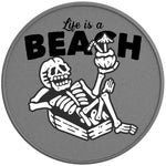 FUNNY LIFE IS A BEACH SILVER CARBON FIBER TIRE COVER
