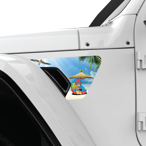 FUNNY PARROT RELAXING FENDER VENT DECAL FITS 2018+ JEEP WRANGLER & GLADIATOR DRIVER SIDE