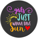 GIRLS JUST WANNA HAVE SUN BLACK CARBON FIBER TIRE COVER
