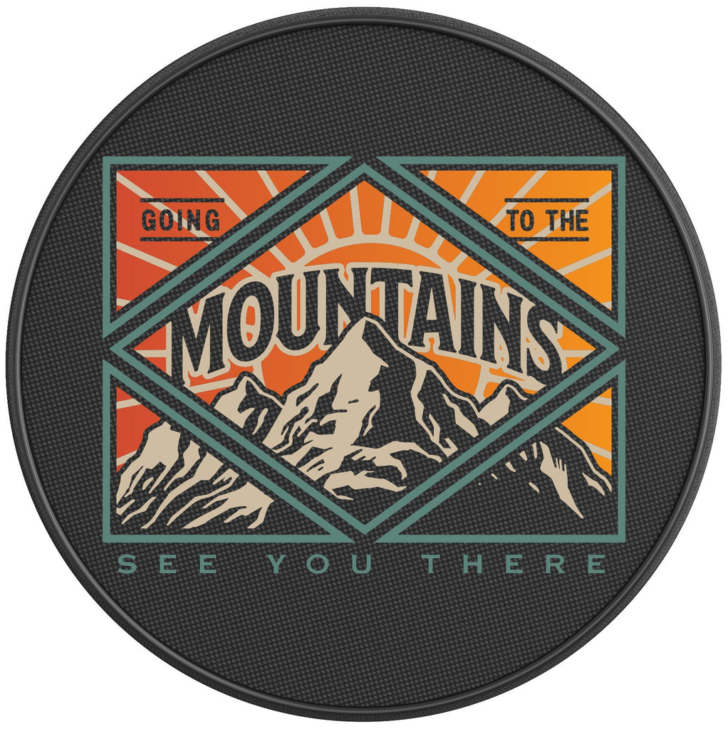 GOING TO THE MOUNTAINS BLACK CARBON FIBER TIRE COVER 