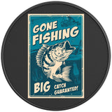 GONE FISHING BIG CATCH GUARANTEED BLACK CARBON FIBER TIRE COVER 