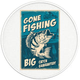 GONE FISHING BIG CATCH GUARANTEED PEARL WHITE CARBON FIBER TIRE COVER 