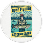 GONE FISHING CATCH YOU LATER PEARL WHITE CARBON FIBER TIRE COVER 