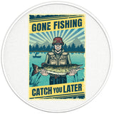 GONE FISHING CATCH YOU LATER PEARL WHITE CARBON FIBER TIRE COVER 