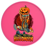 HALLOWEEN ZOMBIE WITH PUMPKIN NEON PINK TIRE COVER