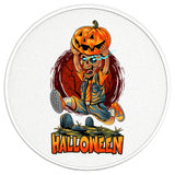 HALLOWEEN ZOMBIE WITH PUMPKIN PEARL WHITE CARBON FIBER TIRE COVER