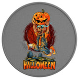 HALLOWEEN ZOMBIE WITH PUMPKIN SILVER CARBON FIBER TIRE COVER