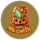 HAPPY HOLLOWEEN WITCHCRAFT GOLD CARBON FIBER TIRE COVER