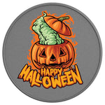 HAPPY HOLLOWEEN WITCHCRAFT SILVER CARBON FIBER TIRE COVER