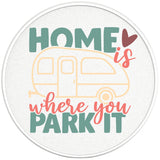 HOME IS WHERE YOU PARK IT PEARL WHITE CARBON FIBER TIRE COVER 