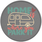 HOME IS WHERE YOU PARK IT SILVER CARBON FIBER TIRE COVER