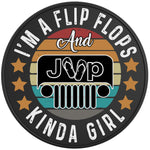 IM A FLIP FLOPS AND JEEP KINDA GIRL BLACK TIRE COVER 