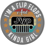 IM A FLIP FLOPS AND JEEP KINDA GIRL SILVER CARBON FIBER TIRE COVER 