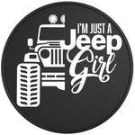 IM JUST A JEEP GIRL BLACK TIRE COVER 