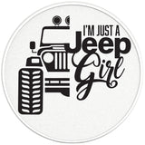 IM JUST A JEEP GIRL PEARL WHITE CARBON FIBER TIRE COVER 