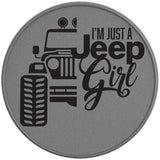 IM JUST A JEEP GIRL SILVER CARBON FIBER TIRE COVER 