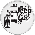 IM JUST A JEEP GIRL WHITE TIRE COVER 
