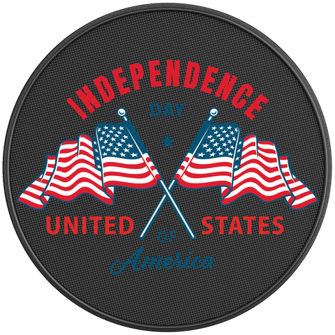 INDEPENDENCE DAY FLAGS BLACK CARBON FIBER TIRE COVER