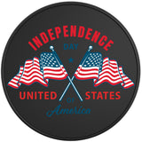 INDEPENDENCE DAY FLAGS BLACK TIRE COVER