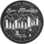 I HATE PEOPLE AND LOVE MOUNTAINS BLACK TIRE COVER