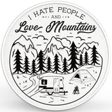 I HATE PEOPLE AND LOVE MOUNTAINS PEARL  WHITE CARBON FIBER TIRE COVER