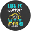 LIFE IS BETTER AT THE LAKE PEARL  WHITE CARBON FIBER TIRE COVER