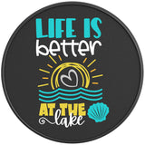 LIFE IS BETTER AT THE LAKE BLACK CARBON FIBER TIRE COVER