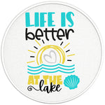 LIFE IS BETTER AT THE LAKE PEARL  WHITE CARBON FIBER TIRE COVER