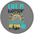 LIFE IS BETTER AT THE LAKE SILVER CARBON FIBER TIRE COVER