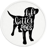 LIFE IS BETTER WITH DOGS PAERL WHITE CARBON FIBER TIRE COVER 