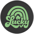 Lucky St Patricks Day Rainbow Black Carbon Fiber Vinyl Tire Cover