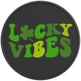 Lucky Vibes Three Leave Clover Black Carbon Fiber Vinyl Tire Cover