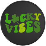 Lucky Vibes Three Leave Clover Black Vinyl Tire Cover