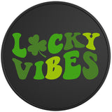 Lucky Vibes Three Leave Clover Black Vinyl Tire Cover