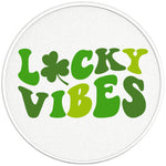 Lucky Vibes Three Leave Clover Pearl White Carbon Fiber Vinyl Tire Cover