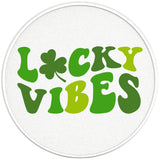 Lucky Vibes Three Leave Clover Pearl White Carbon Fiber Vinyl Tire Cover