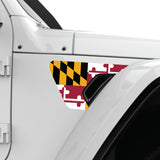MARYLAND STATE FLAG FENDER VENT DECAL FITS 2018+ JEEP WRANGLER & GLADIATOR PASSENGER SIDE