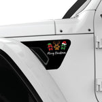 MERRY CHRISTMAS DOG PAWS FENDER VENT DECAL FITS 2018+ JEEP WRANGLER & GLADIATOR DRIVER SIDE