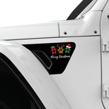 MERRY CHRISTMAS DOG PAWS FENDER VENT DECAL FITS 2018+ JEEP WRANGLER & GLADIATOR DRIVER SIDE