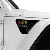 MERRY CHRISTMAS DOG PAWS FENDER VENT DECAL FITS 2018+ JEEP WRANGLER & GLADIATOR PASSENGER SIDE