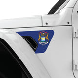 MICHIGAN STATE FLAG FENDER VENT DECAL FITS 2018+ JEEP WRANGLER & GLADIATOR DRIVER SIDE