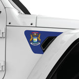 MICHIGAN STATE FLAG FENDER VENT DECAL FITS 2018+ JEEP WRANGLER & GLADIATOR PASSENGER SIDE