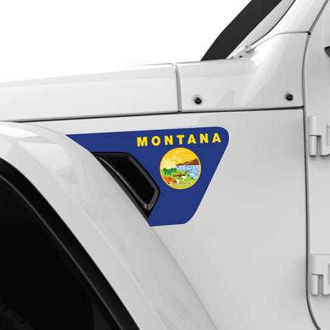 MONTANA STATE FLAG FENDER VENT DECAL FITS 2018+ JEEP WRANGLER & GLADIATOR DRIVER SIDE