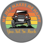 MY JEEP MAKES ME HAPPY SILVER CARBON FIBER TIRE COVER 