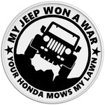 MY JEEP WON A WAR WHITE TIRE COVER 
