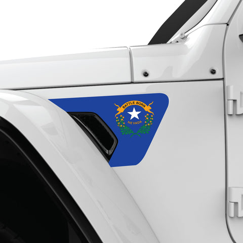 NEVADA STATE FLAG FENDER VENT DECAL FITS 2018+ JEEP WRANGLER & GLADIATOR DRIVER SIDE