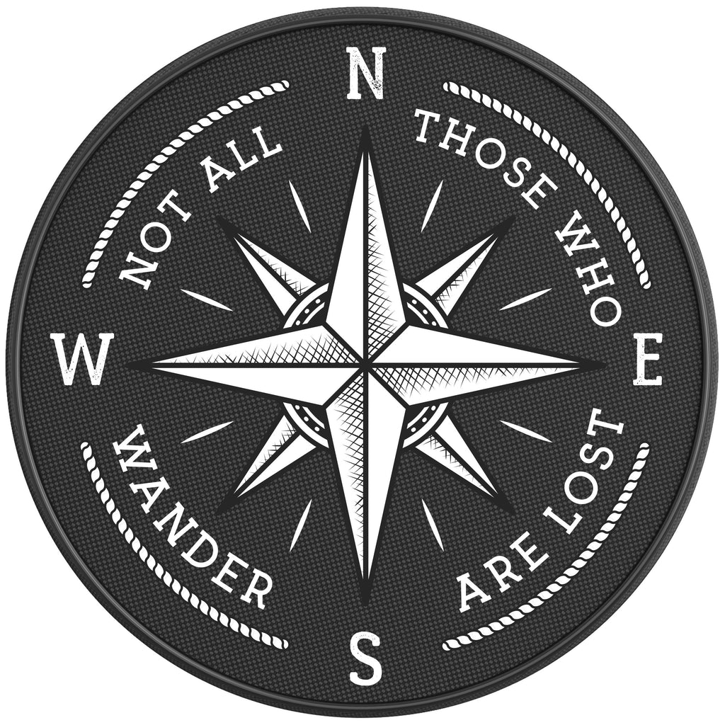 NOT ALL THOSE WHO WANDER ARE LOST BLACK CARBON FIBER TIRE COVER