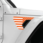 ORANGE AND WHITE US FLAG FENDER VENT DECAL FITS 2018+ JEEP WRANGLER & GLADIATOR PASSENGER SIDE